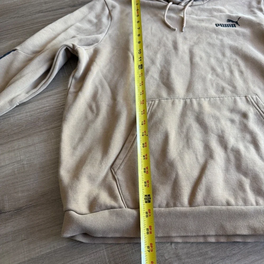 Puma Mens Tan Khaki Logo Tape Sleeve Fleece Hoodie‎ Sweatshirt XL 849040-85
